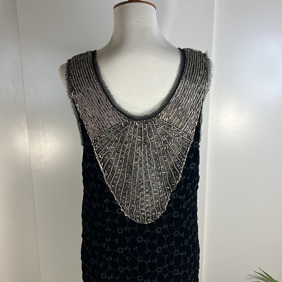FREE PEOPLE black velvet beaded neck shift dress - Picture 10 of 16